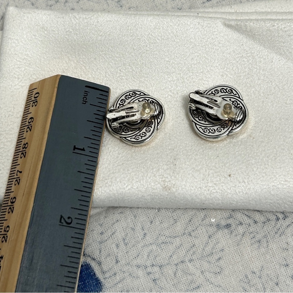 Brighton Love Knot Eternity Clip-On Earrings Two-tone Crystals Silver Plated - Picture 4 of 7